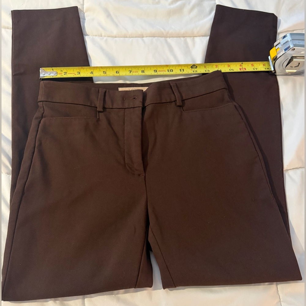 LOFT THE SUTTON SKINNY CHOCOLATE BROWN ANKLE PANTS SIZE 0 - Picture 4 of 11